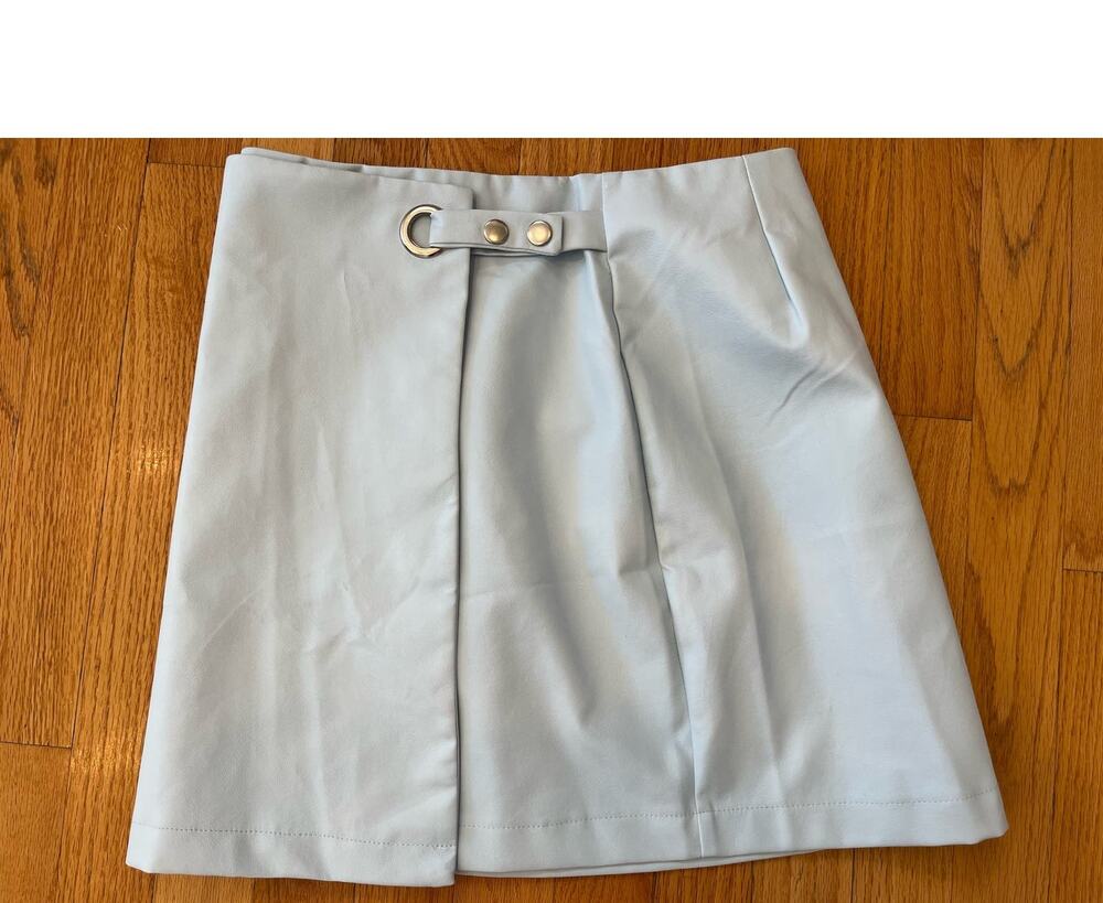 Francesca's Faux Leather Powder Blue Mini Skirt Zip Closure Small New
